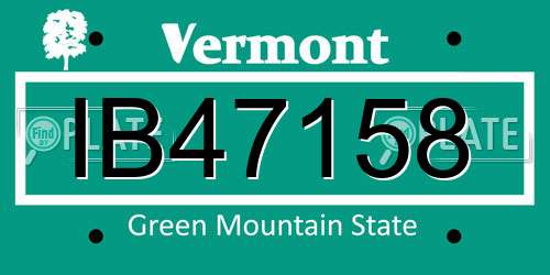 IB47158 Vermont License Plate
