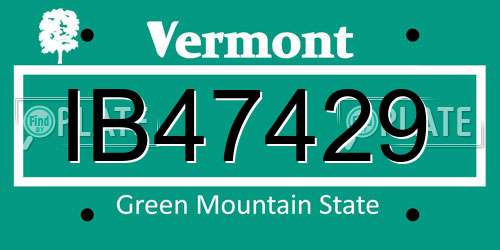 IB47429 Vermont License Plate