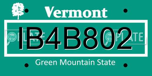 IB4B802 Vermont License Plate