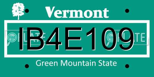 IB4E109 Vermont License Plate