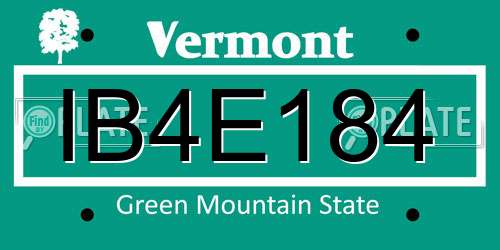 IB4E184 Vermont License Plate