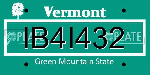 IB4I432 Vermont License Plate