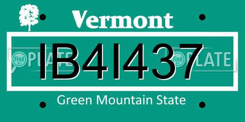 IB4I437 Vermont License Plate