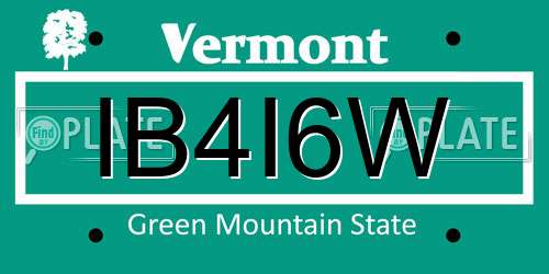 IB4I6W Vermont License Plate