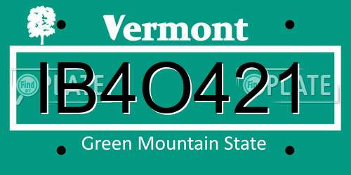 IB4O421 Vermont License Plate