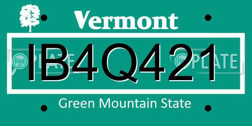 IB4Q421 Vermont License Plate