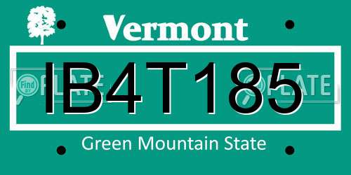 IB4T185 Vermont License Plate