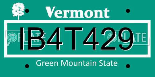 IB4T429 Vermont License Plate