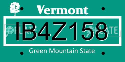 IB4Z158 Vermont License Plate