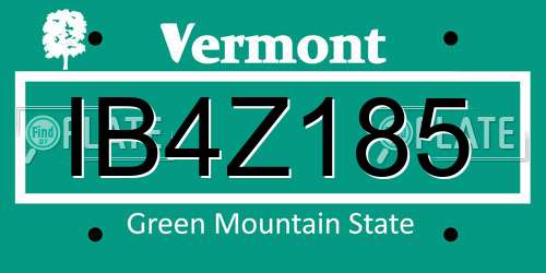 IB4Z185 Vermont License Plate