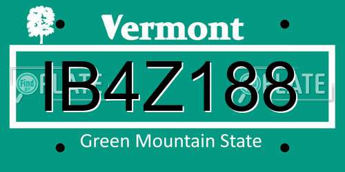 IB4Z188 Vermont License Plate