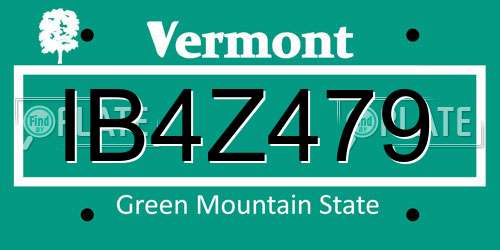 IB4Z479 Vermont License Plate