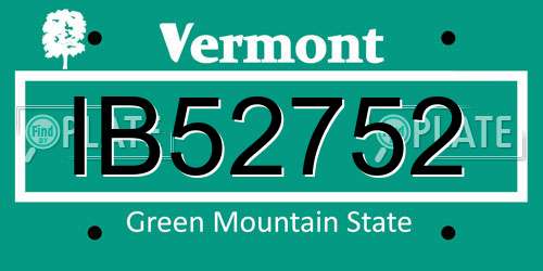 IB52752 Vermont License Plate