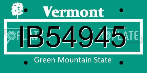 IB54945 Vermont License Plate