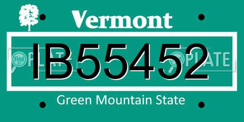 IB55452 Vermont License Plate