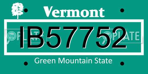 IB57752 Vermont License Plate