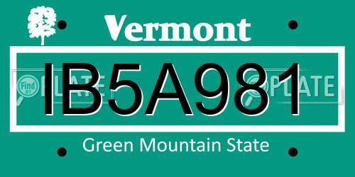 IB5A981 Vermont License Plate