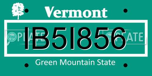 IB5I856 Vermont License Plate