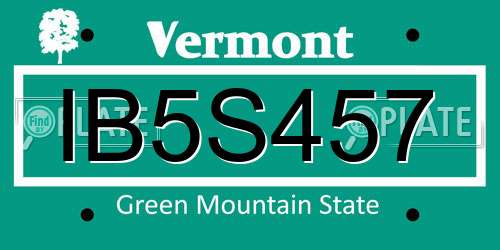 IB5S457 Vermont License Plate