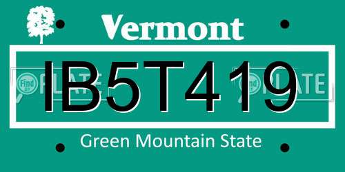 IB5T419 Vermont License Plate