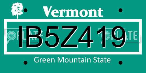 IB5Z419 Vermont License Plate