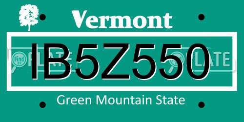 IB5Z550 Vermont License Plate