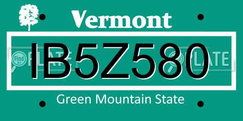 IB5Z580 Vermont License Plate