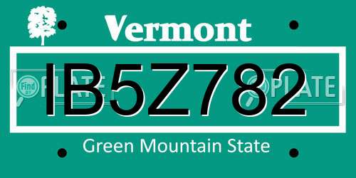 IB5Z782 Vermont License Plate