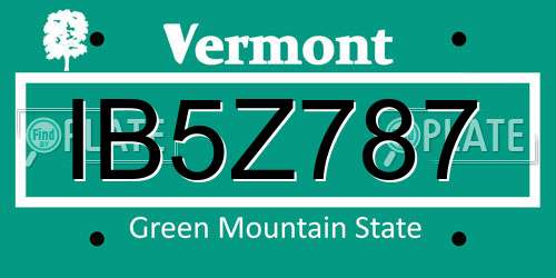 IB5Z787 Vermont License Plate