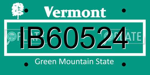 IB60524 Vermont License Plate