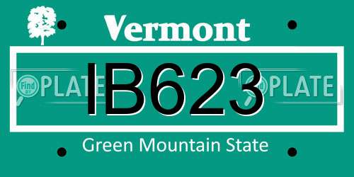 IB623 Vermont License Plate