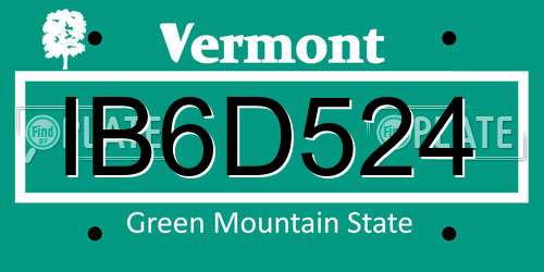 IB6D524 Vermont License Plate