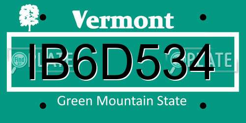 IB6D534 Vermont License Plate