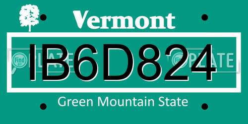 IB6D824 Vermont License Plate