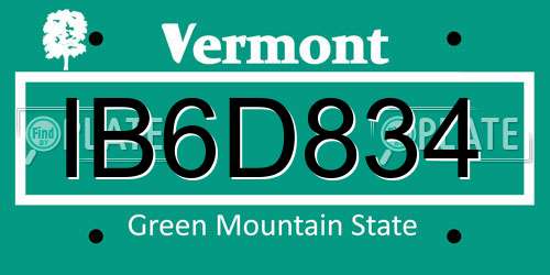 IB6D834 Vermont License Plate