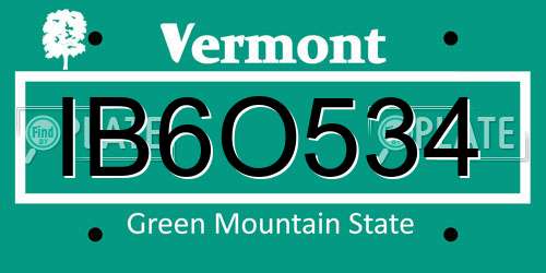 IB6O534 Vermont License Plate