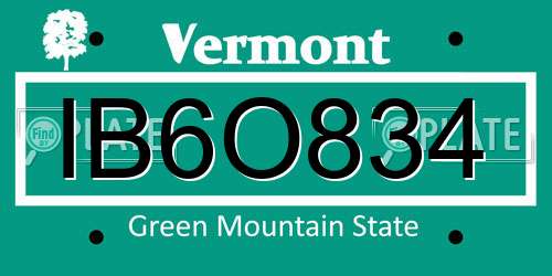 IB6O834 Vermont License Plate