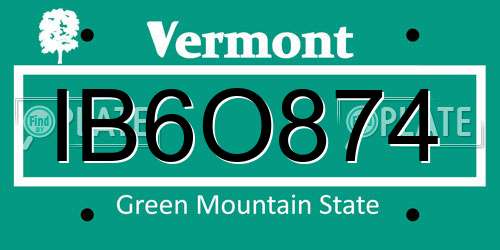 IB6O874 Vermont License Plate