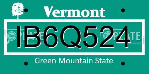 IB6Q524 Vermont License Plate