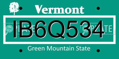 IB6Q534 Vermont License Plate