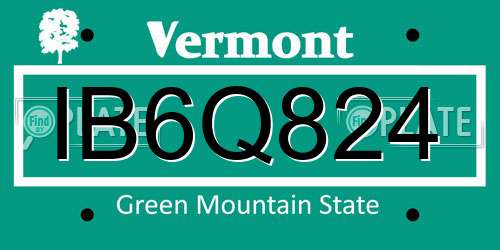 IB6Q824 Vermont License Plate
