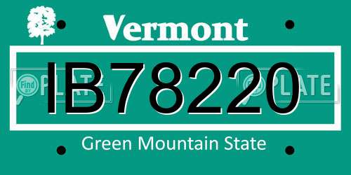 IB78220 Vermont License Plate