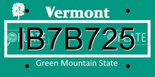 IB7B725 Vermont License Plate