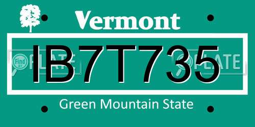 IB7T735 Vermont License Plate