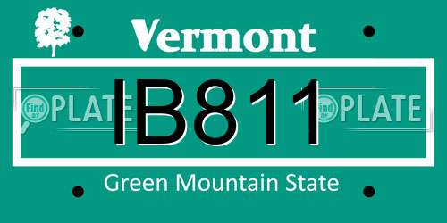 IB811 Vermont License Plate