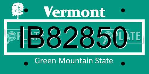 IB82850 Vermont License Plate