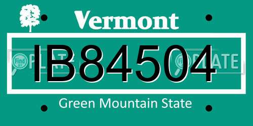 IB84504 Vermont License Plate