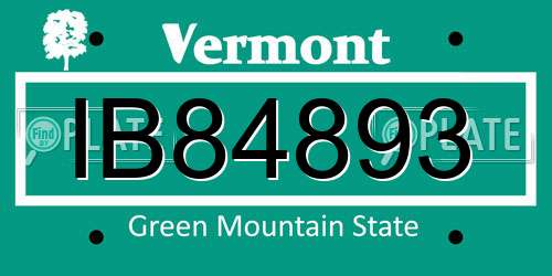IB84893 Vermont License Plate