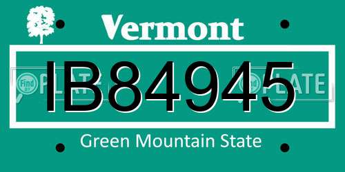IB84945 Vermont License Plate