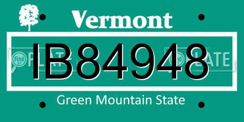 IB84948 Vermont License Plate